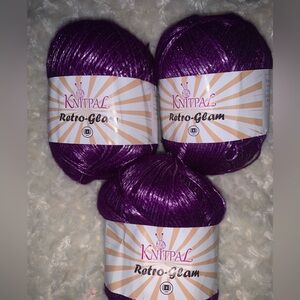3 KnitPal Luxury yarn Purple Retro Glam 320yds Ea 43%polyester 57% Acrylic